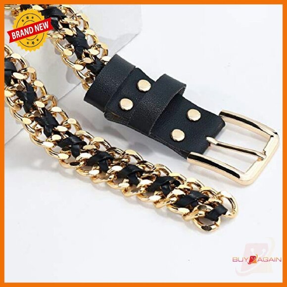 Leather Metal Punk Waist Belt Adjustable Chain Belt Women\'s Accessory main image 4